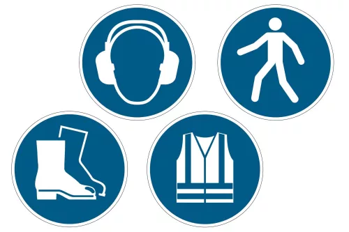 Biztonsági jel 'Fülvédő használata kötelező' Ø 430 mm