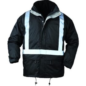   BODYGUARD FEKETE 4/1 TÉLIKABÁT, FÉNYVISSZAVERŐ CSÍKKAL_S