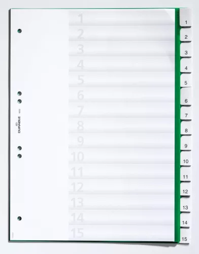 Elválasztólap A4 15 részes fedlappal, lefűzhető 60/80+80x80x80 mm