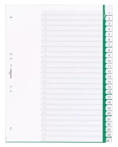 Elválasztólap A4 25 részes fedlappal lefűzhető PP 60/80x80x80 mm