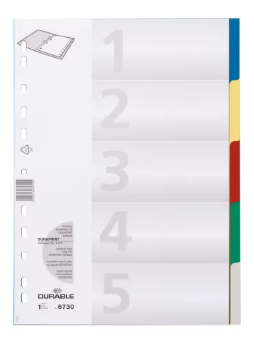 Elválasztólap A4 5 részes színregiszter és fedlap PP