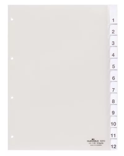 Elválasztólap A4 12 részes 1-12 fedlappal, lefűzhető 80x80x80 mm