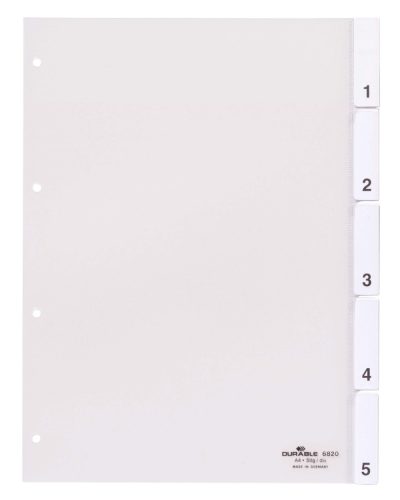 Elválasztólap A4 5 részes fedlappal, lefűzhető 80x80x80 mm