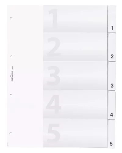 Elválasztólap A4 5 részes fedlappal, lefűzhető 80x80x80 mm