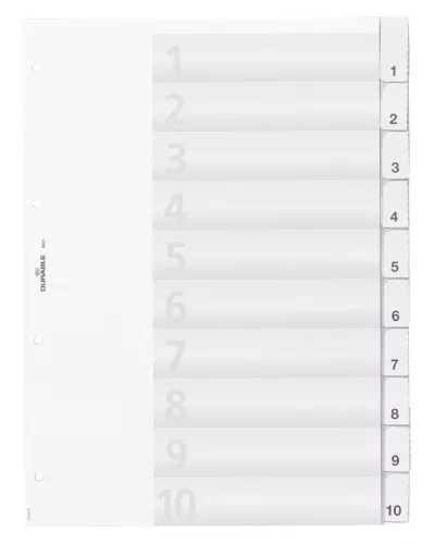 Elválasztólap A4 10 részes fedlappal, lefűzhető 80x80x80 mm