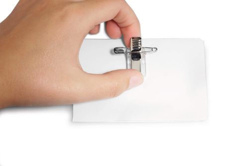 Önlamináló névkitűző 54x90 mm kombi klippel
