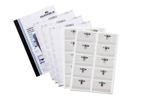 Névkitűző szett 54x90 mm kombi klippel 20 db