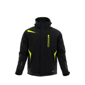   Sara Comfort Winter bélelt softshell hosszú kabát fekete-sárga