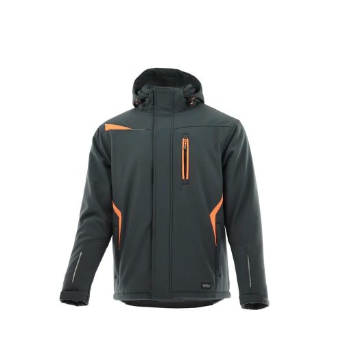 Sara Comfort Winter bélelt softshell hosszú kabát s.szürke-narancs